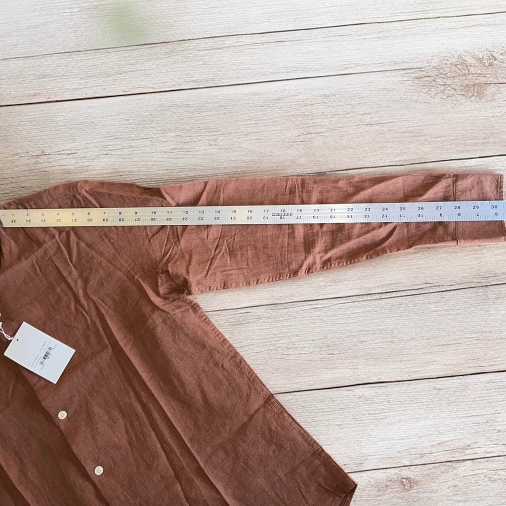 SALT Men’s Brown Linen Cotton Blend Long Sleeve Button Down Shirt Size M ~ NWT - Picture 7 of 7